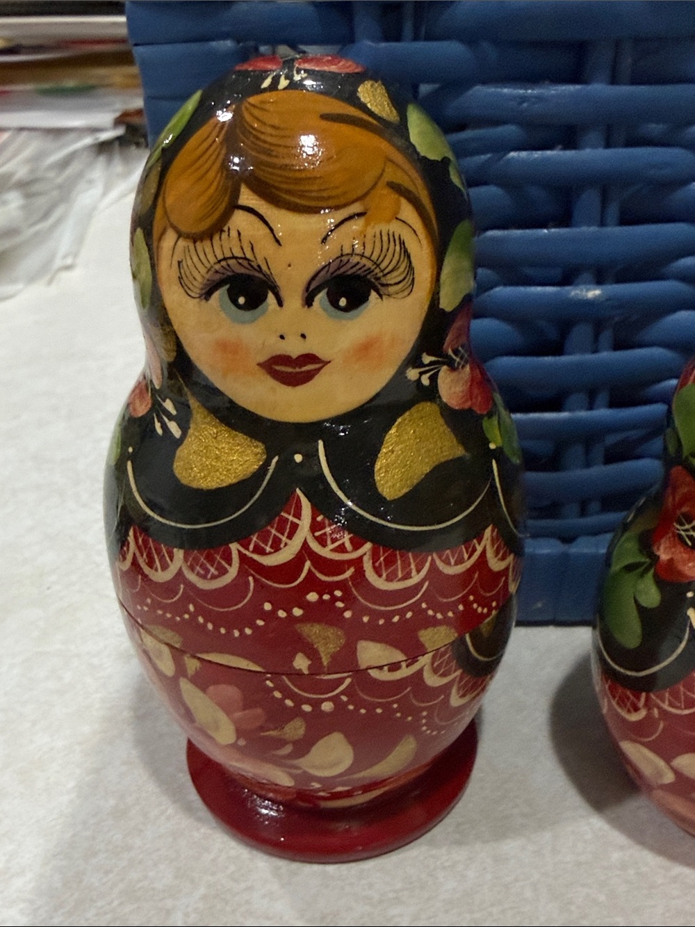 vintage Russian nesting dolls, five pieces
